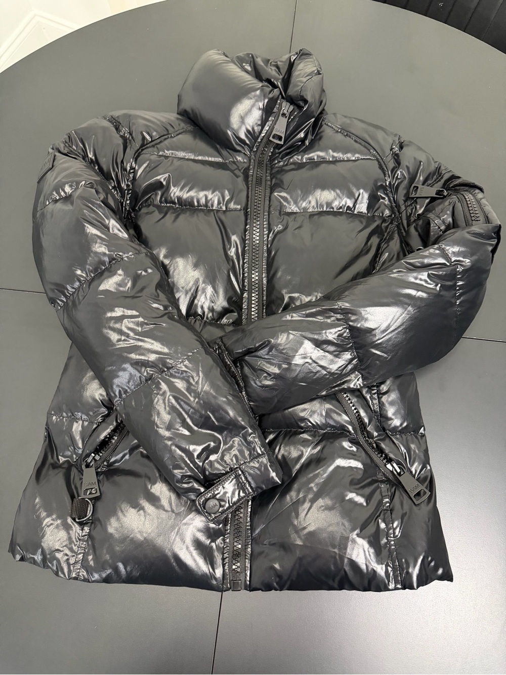 SAM. Shiny Black Quilted Puffer Jacket